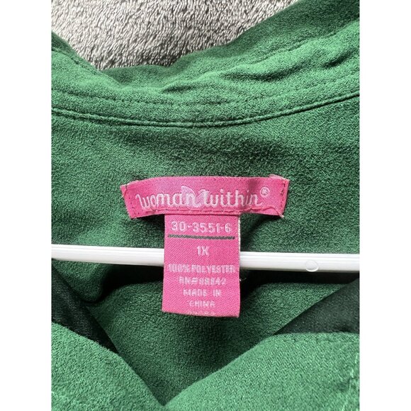 SOLD UNAVAILABLE Woman Within Long Sleeve Shirt Plus 1X Button Up Top Hunter - Picture 2 of 5